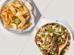 Beer Battered Flathead w/Quinoa and Pomegranate Salad