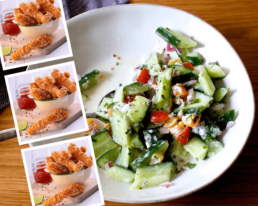 Chilli Squid and a Cucumber Yogurt Raita Salad