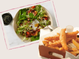 Hand Crumbed Flathead Fillets with a Warm Bistro Salad