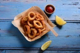MSC Certified Shortfin Calamari Rings with a Spicy Tomato Sauce