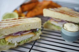 Fish Sandwich with a Spicy Guacamole Spread