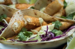 Best Beer Battered Flathead & Shawarma Sauce on Pita Bread