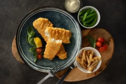 Pacific West Beer Battered Fish Fillets Chips Greens