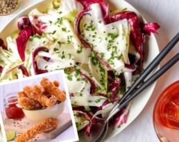 Chilli Squid with a Chicory Caesar Salad